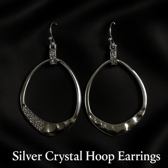 Robert Rose Jewelry - Robert Rose Silver tone Hoop Crystal Drop Earrings - Women's Fashion Jewelry